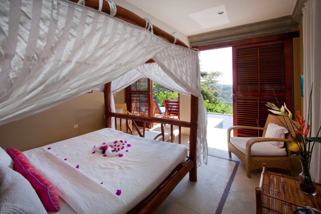 From this bedroom there is direct access to the beautifully-refreshing private pool.