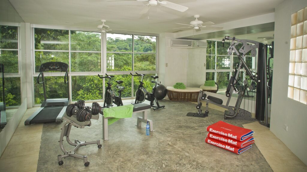 While on vacation you can keep in shape right here at the villa in your fully-equipped gym.