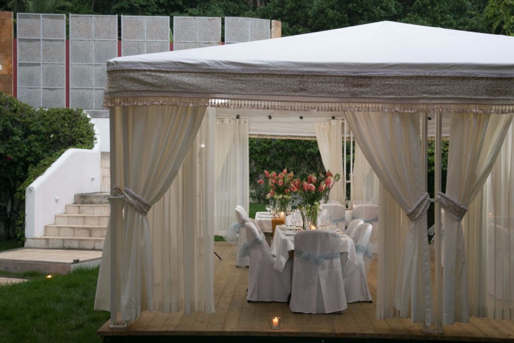The wedding and events tent and all our professional staff are ready for your special occasion in paradise. 