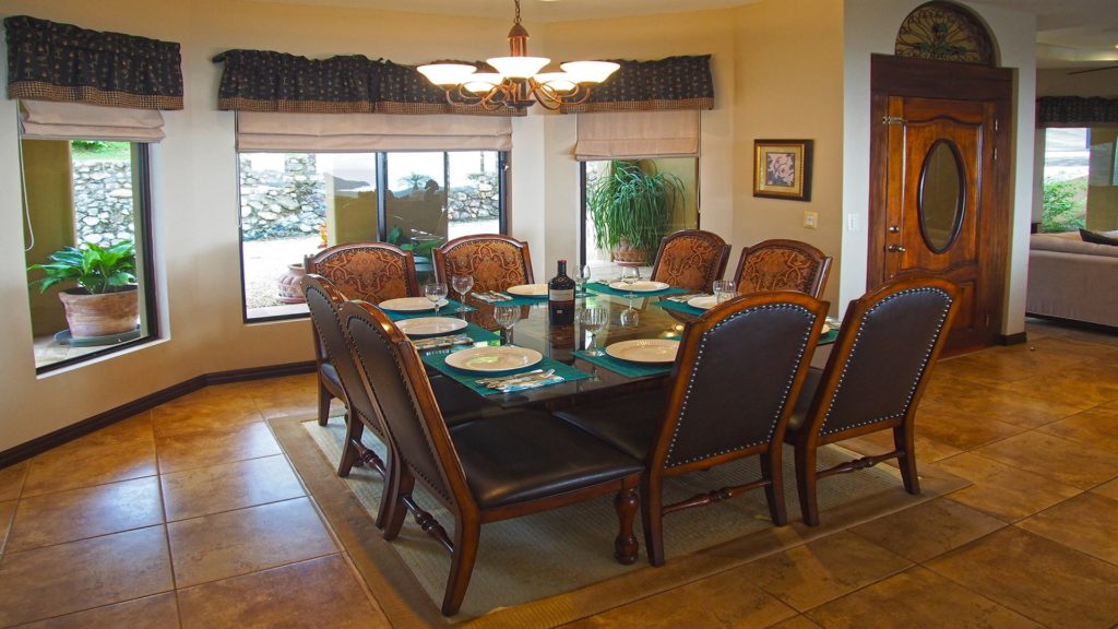 This grand dining table area has all the space you will need for those special meals while in Costa Rica