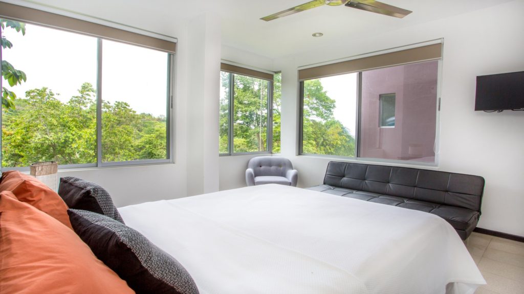 Jungle and ocean views from every bedroom at this modern villa in Manuel Antonio.