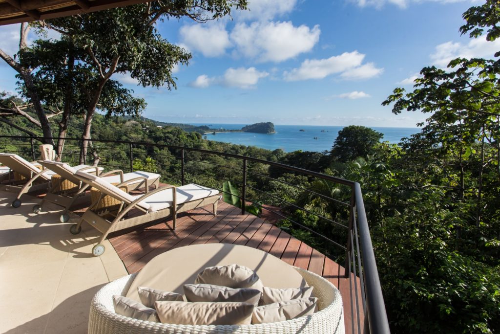 The ocean view from the sun deck is simply amazing. You can catch plenty of rays at this luxurious vacation villa.