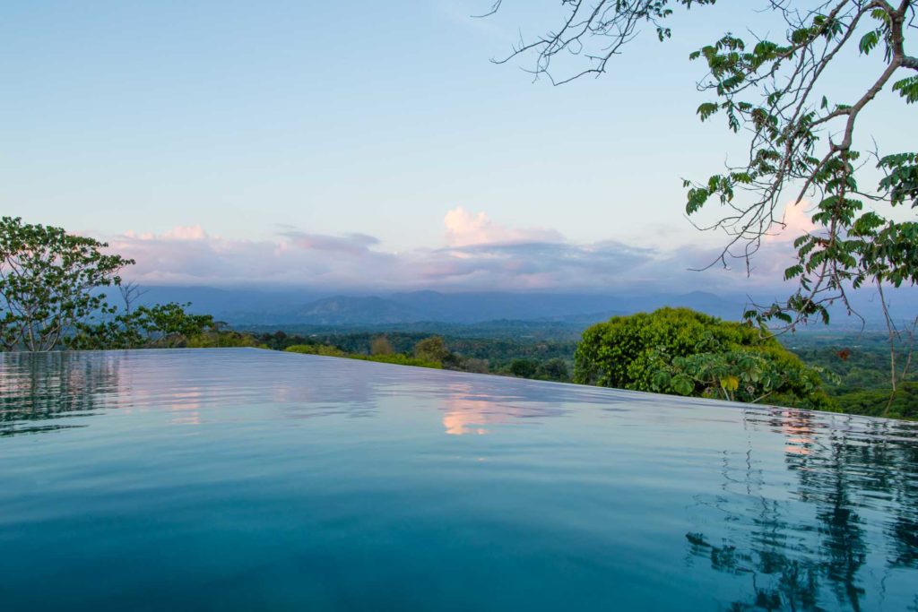 Visible from the infinity pool is an incredible mountain range that stretches down the Pacific coast.