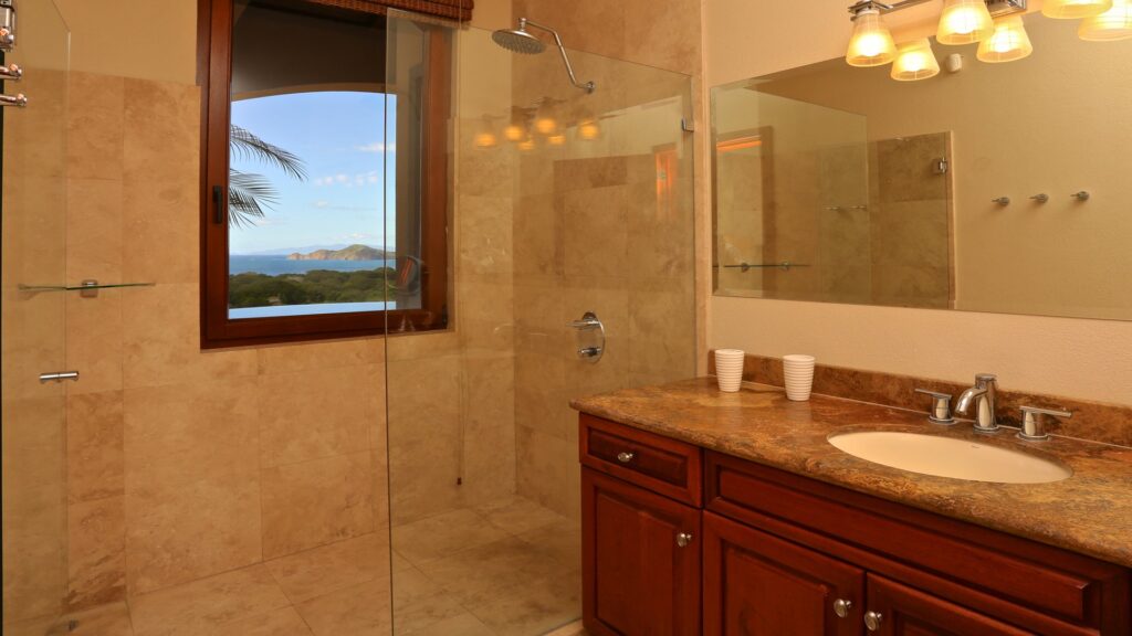 Need a break from Costa Rica? Shower up and get ready for more. More memories are on the way for you and your family. Amenities well here, plenty of space and walking space within the room. 