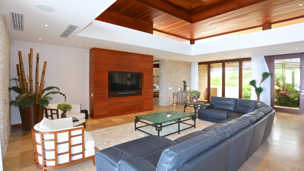 The living room is large and inviting. Professionally-designed, this room is a great gathering place for your group during your Playa Hermosa dream vacation. 