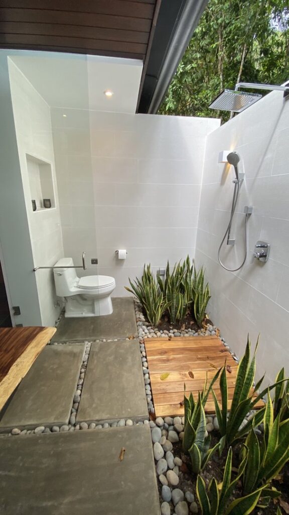 The outside showers will really add a tropical feel to your stay!