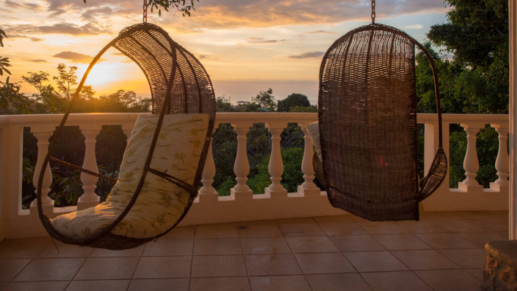 Relax with a good book or just swing gently and enjoy the breathtaking views in these floating chairs on the porch.