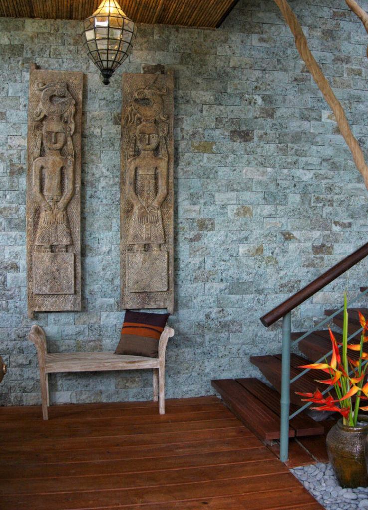 Exotic handcrafted artefacts adorn the villa throughout.