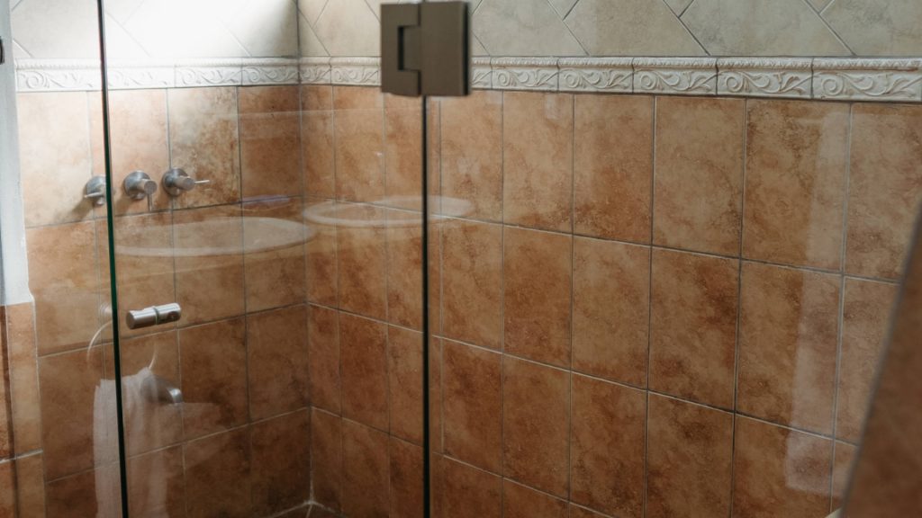 The master ensuite has a large shower with a built-in seat.