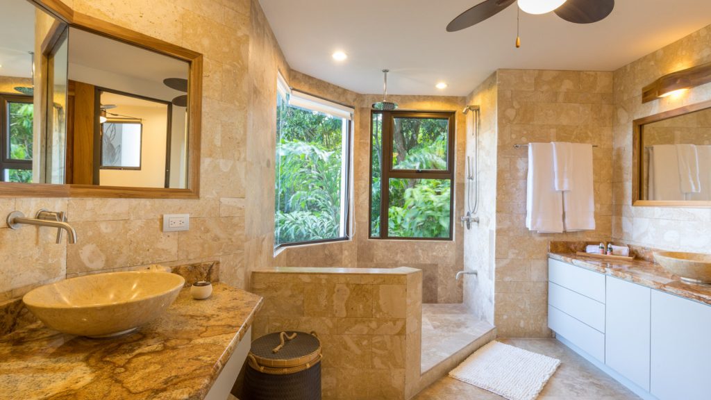 The luxury ensuite bathrooms come with every bedroom and enjoy ocean views and opulent decor.