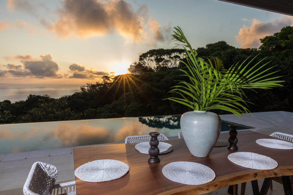 Experience the amazing sunsets of Costa Rica while enjoying dinner on the covered veranda.