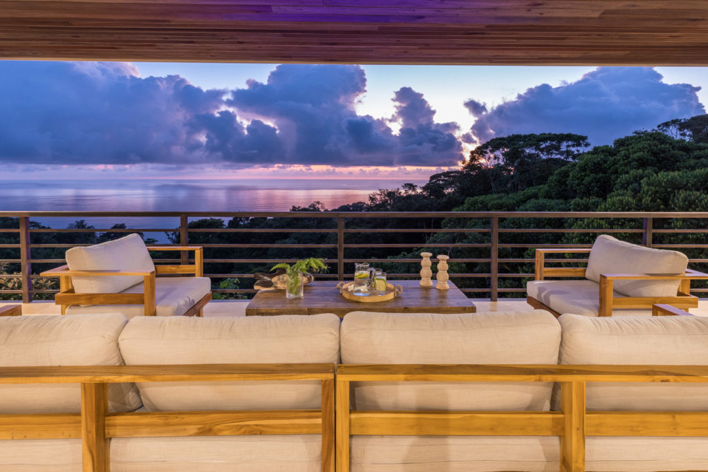 Gather as a group and witness the beautiful colors of the sky from the comfortable luxury seating on the veranda.