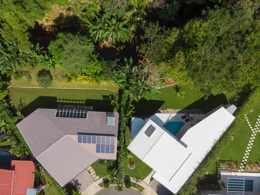 Aerial view of the villa. The villa next door can also be rented to accommodate larger groups.