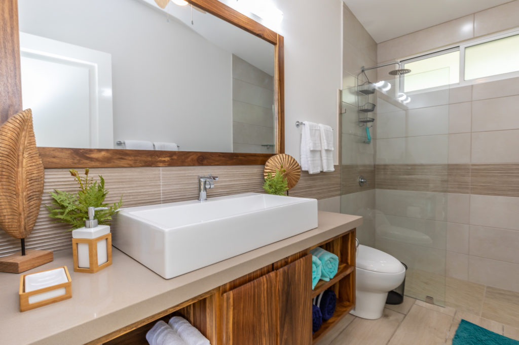 Spacious and tastefully decorated bathrooms.