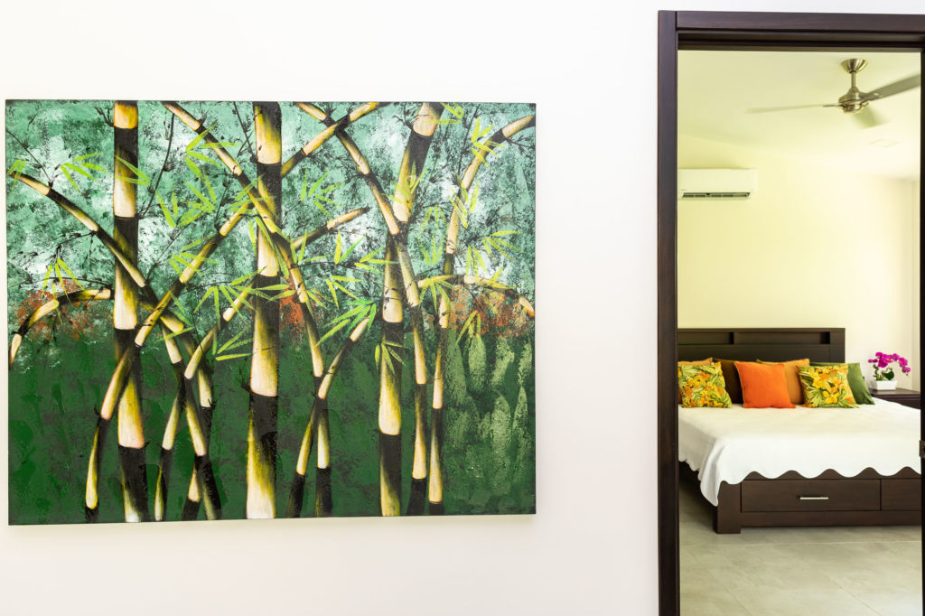 Carefully selected artwork adds pops of color to the villa.
