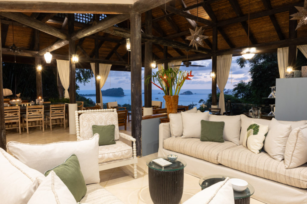 Experience open-design living with elegant furniture and breathtaking ocean views of Manuel Antonio.