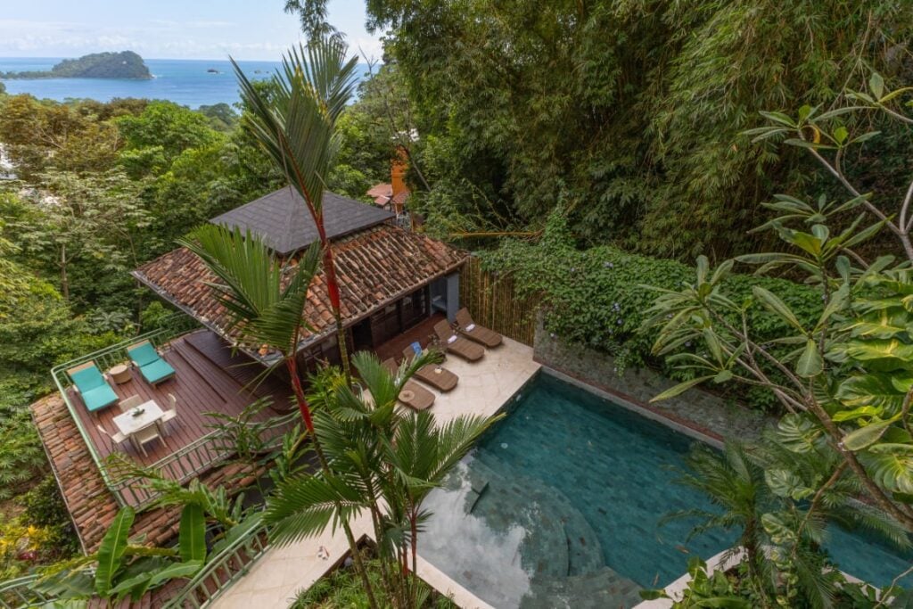 Luxury vacation villa overlooking rainforest and Pacific Ocean in Manuel Antonio, Costa Rica.