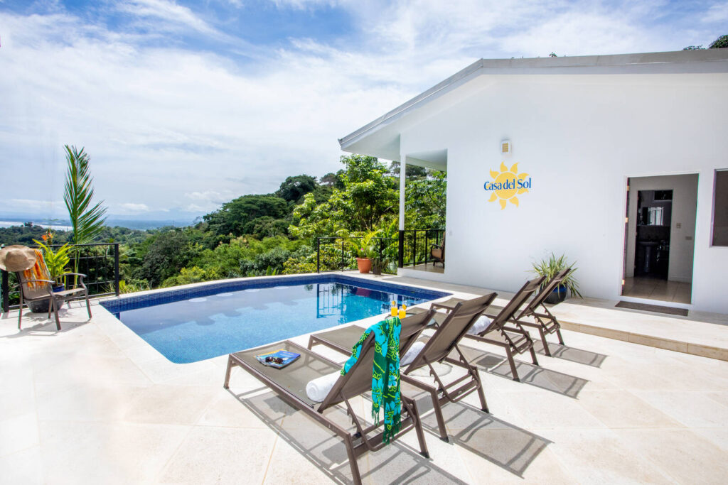 This luxury vacation rental is ideal for a relaxing lazy family pool day!