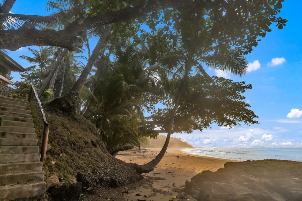 A private pathway leads directly from the villa through tropical gardens to the peaceful beaches of Playa Tambor.