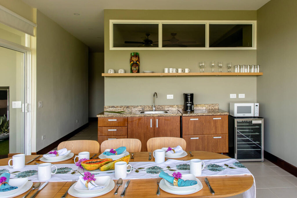 One of the private kitchen and dining areas attached to one of the suites.