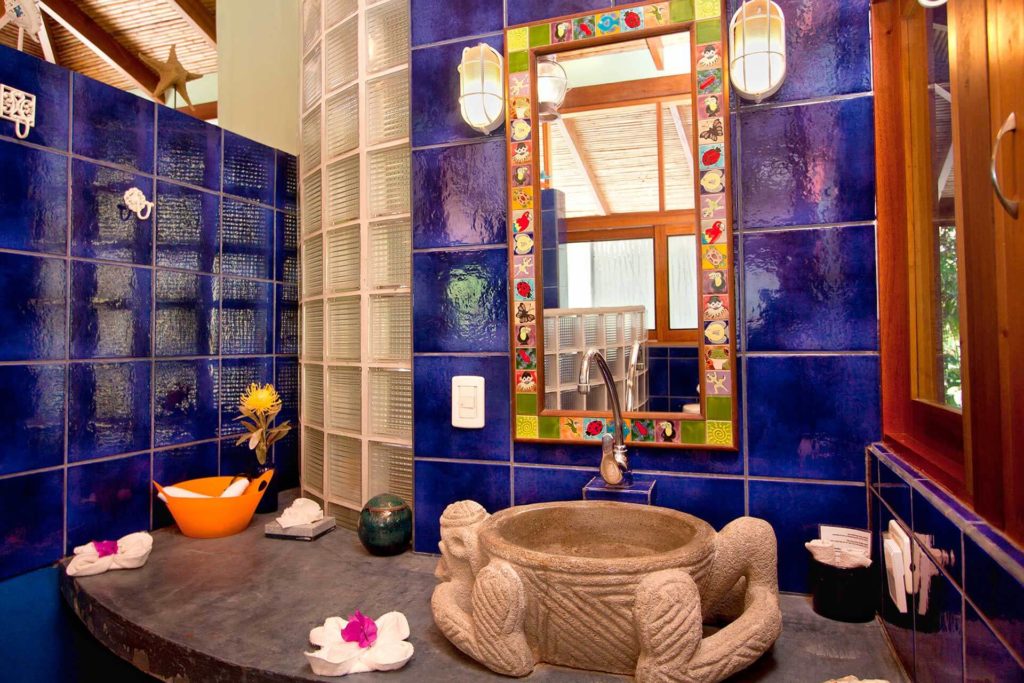 Every ensuite bathroom in the villa has its own unique style and design.