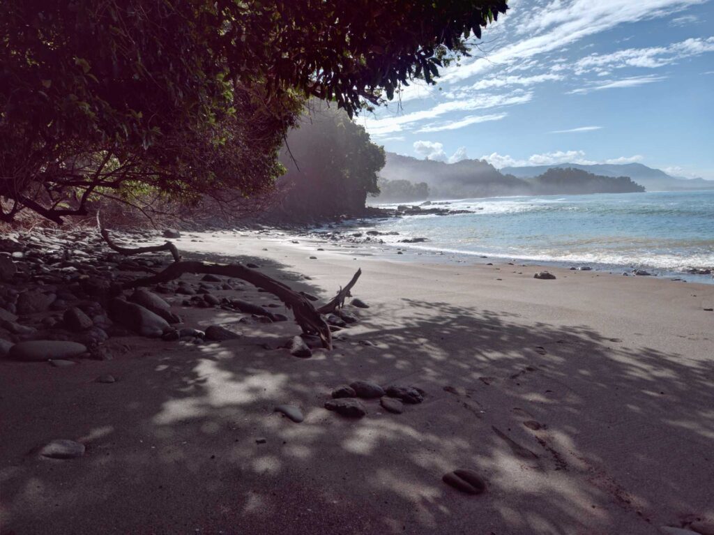 A 10 minute hike from the villa, a hidden beach where jungle meets the Pacific.