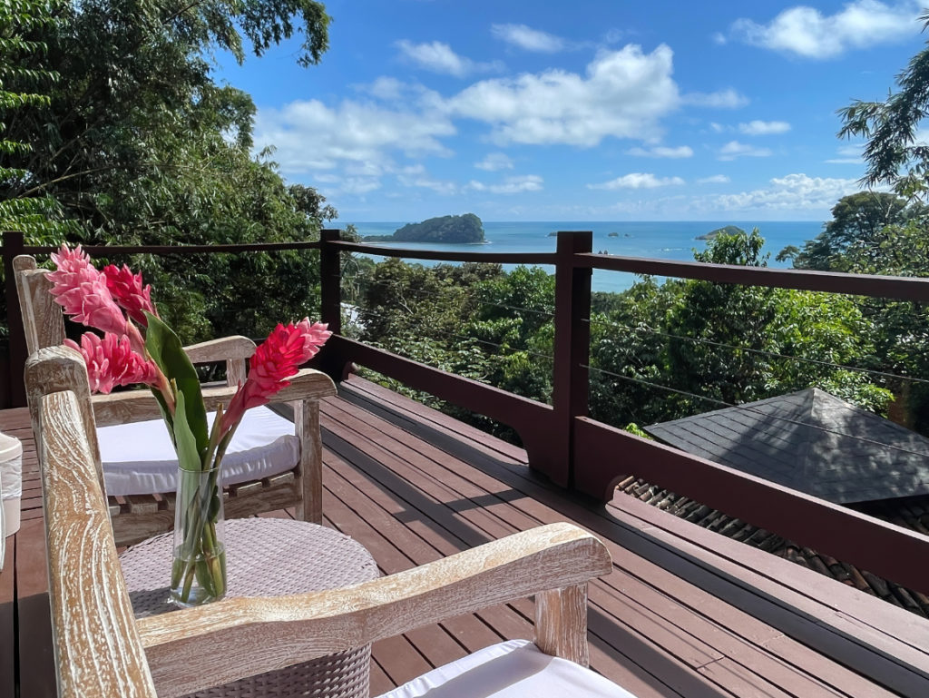 Enjoy crisp, bright days and stunning ocean views of Manuel Antonio from the master bedroom's terrace.