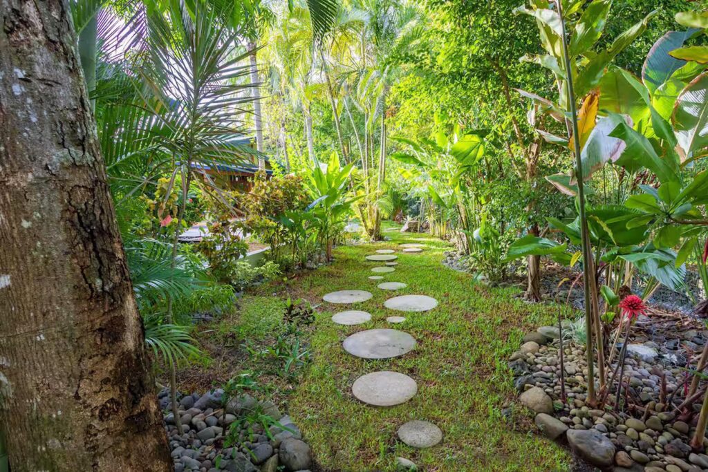 Beautifully-maintained gardens filled with tropical plants are a haven for hummingbirds and iguanas.