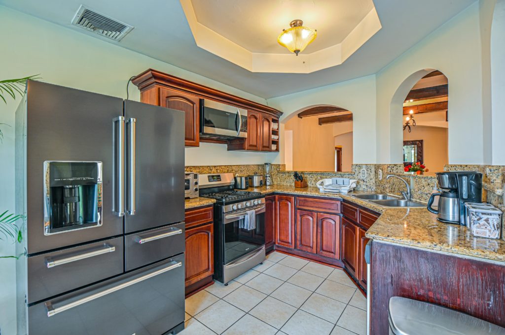 Fully equipped kitchen with all modern amenities provided.