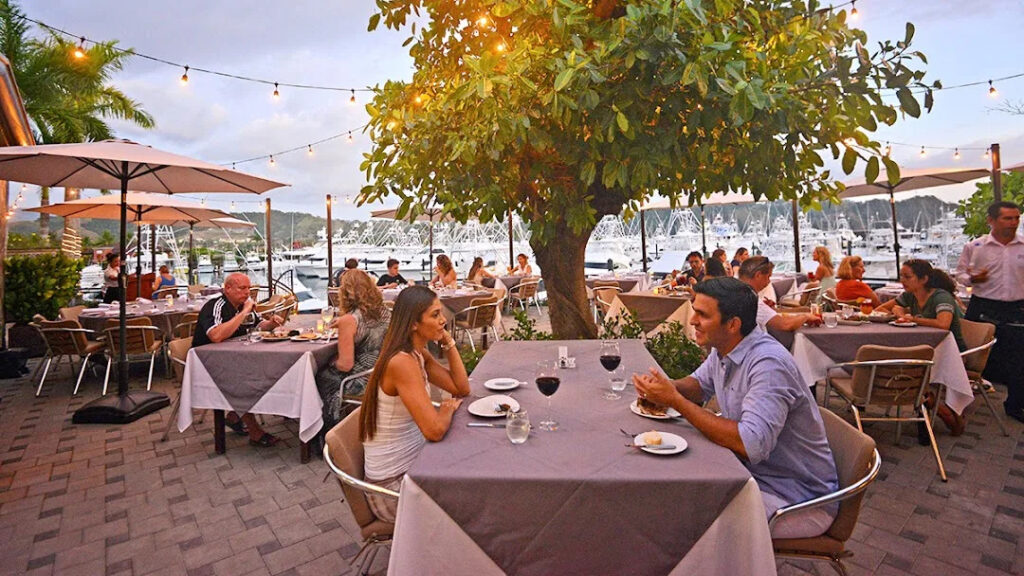 Waterfront dining at Los Sueños offers a vibrant social scene, with restaurants just minutes away overlooking the marina.