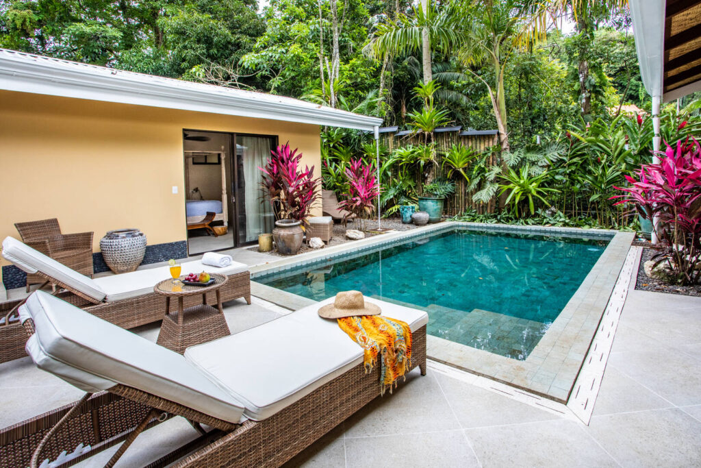 This new Manuel Antonio vacation villa is a hidden oasis in the jungle but also conveniently near shops and restaurants. 