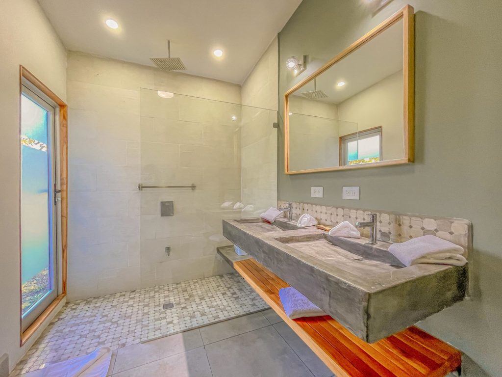 Amazing lighting and features in every bathroom.