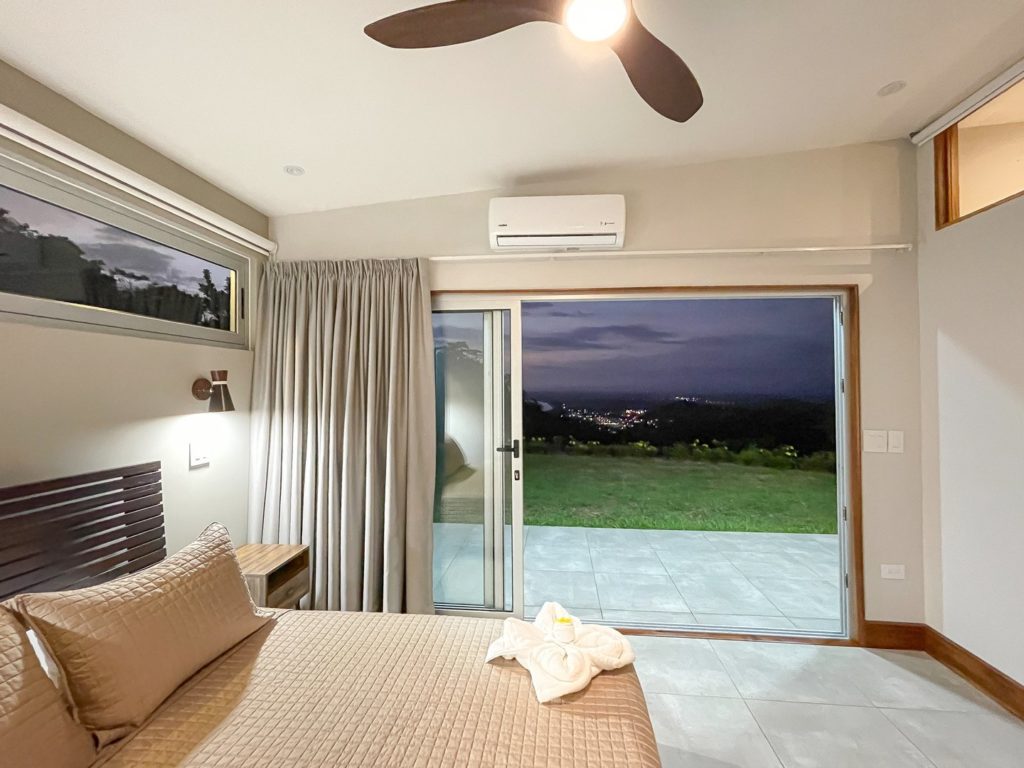 The evening breeze can flow freely through some of the bedrooms in this private home.