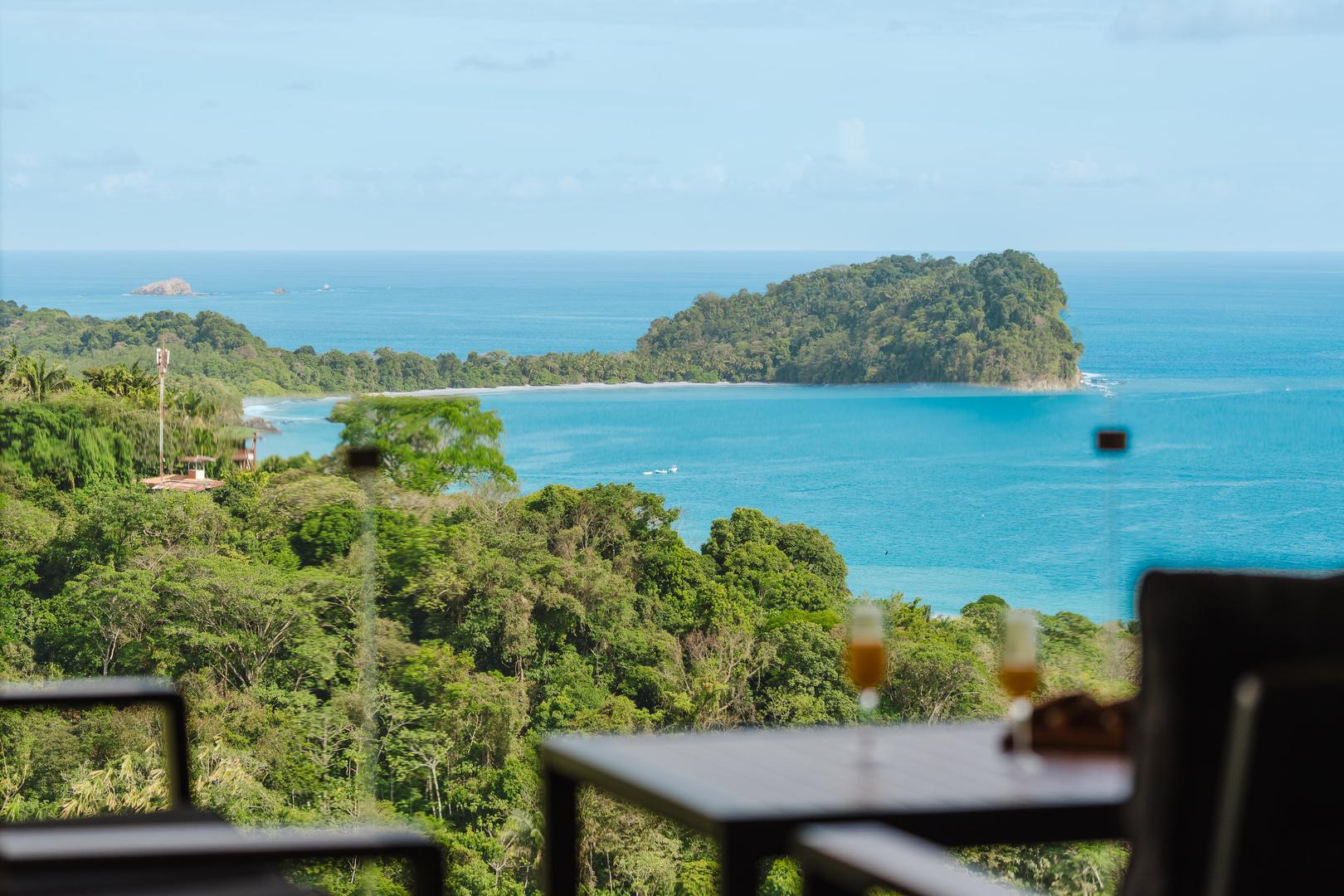 Ocean view from villa terrace overlooking Manuel Antonio coastline Costa Rica