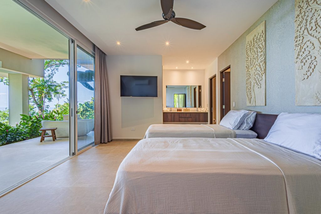 The handcrafted stone artwork in each bedroom is placed directly facing nature's artwork - a breathtaking view!
