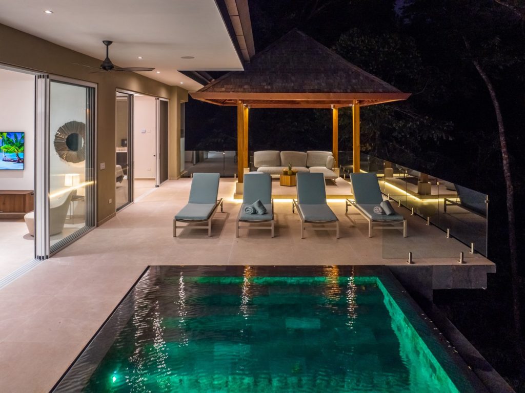 This area is an amazing space to gather after dark and the pool is perfect for a late-night dip.