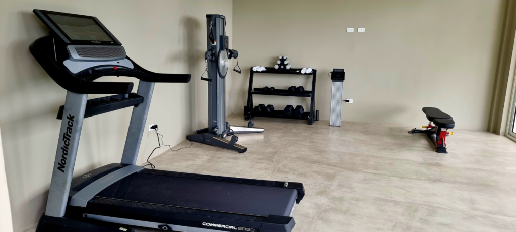 Keep fit in your fully-equipped private gym including a state-of-the-art running machine.