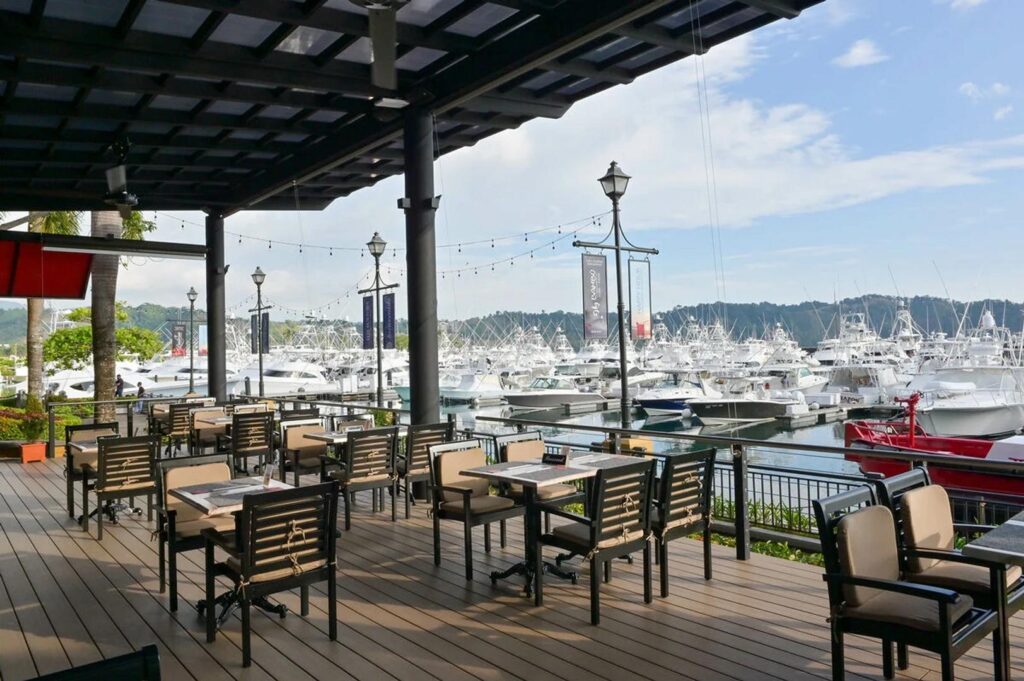 There is a great choice of excellent dining options overlooking the luxury marina.