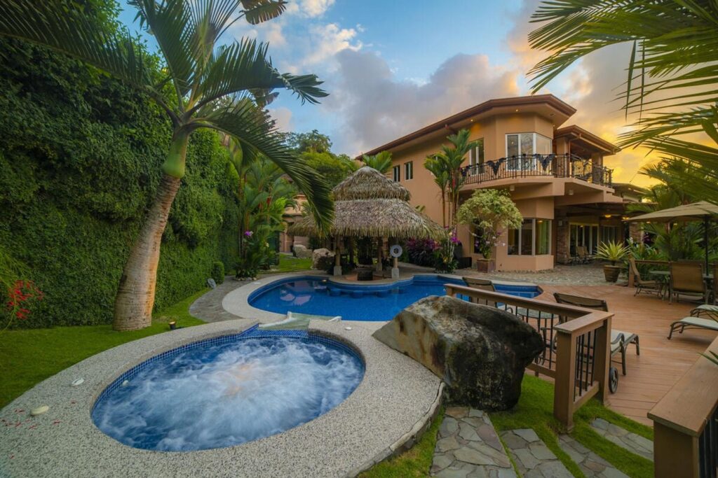The Jacuzzi by the pool is a relaxing spot to hang out with family and friends.