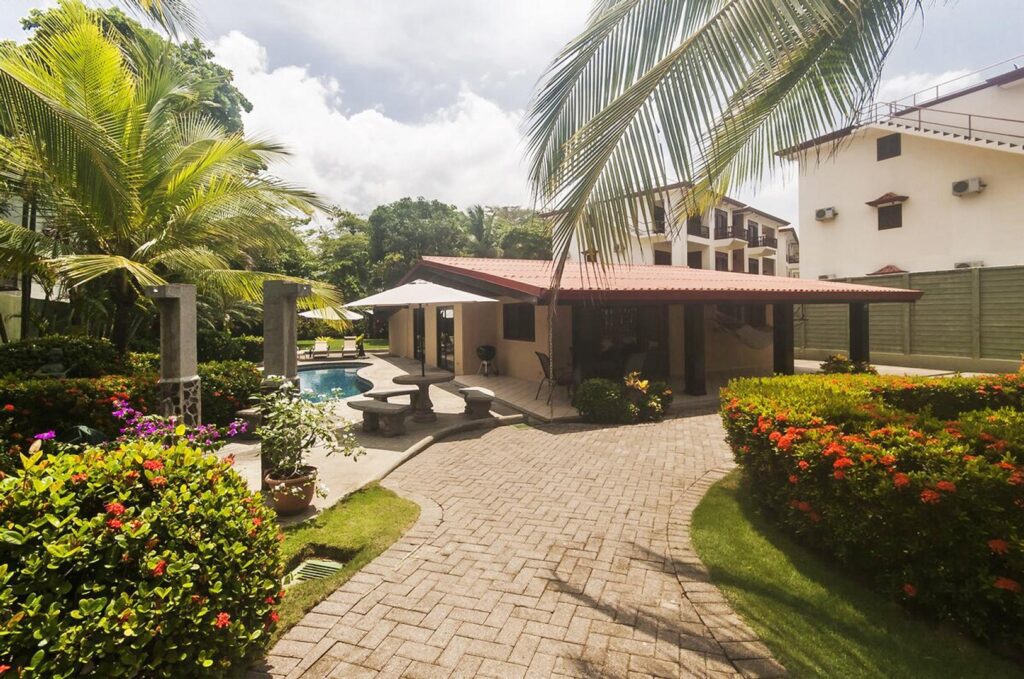 The villa offers secure, off-street parking for peace of mind.