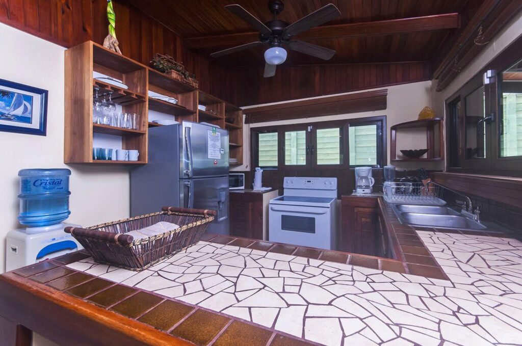 A spacious kitchen gives you all you need to cook — or hire a private chef to do it for you.