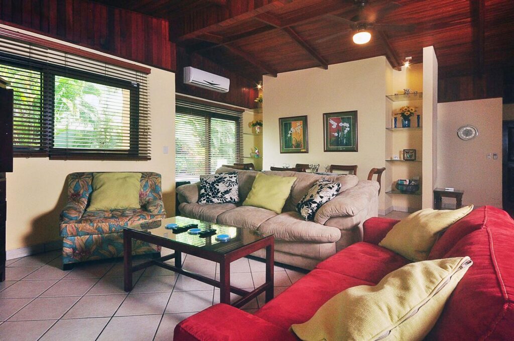 With high ceilings, fans, and A/C throughout, the villa stays cool and breezy all day.