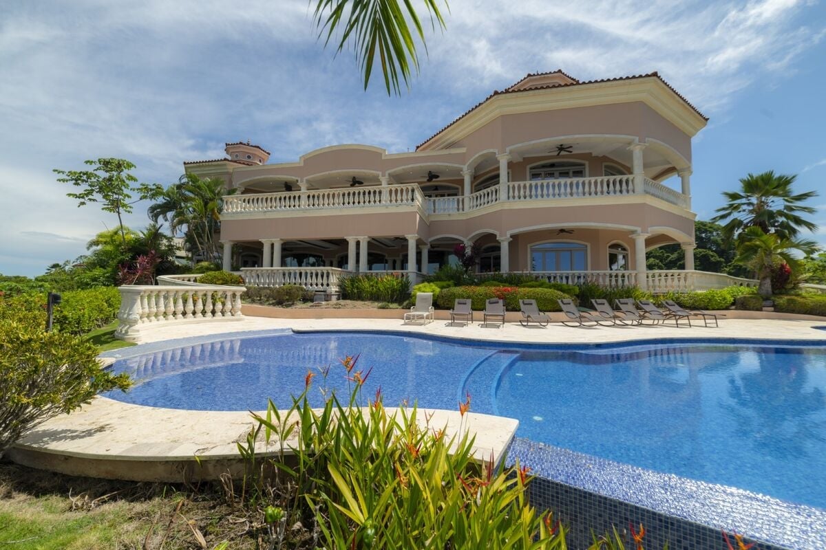luxury villa in los suenos with infinity pool sun loungers and multi level terraces