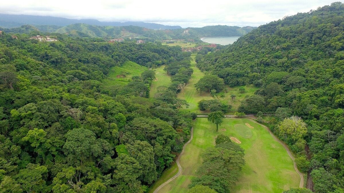 aerial view la iguana golf course los suenos costa rica rainforest fairways ocean