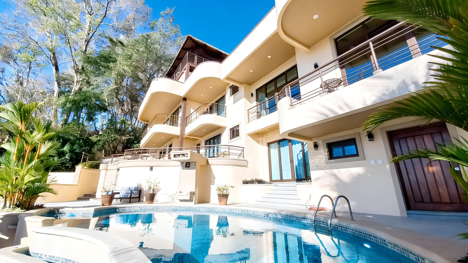 Luxury beachfront villa overlooking a private swimming pool in Costa Rica